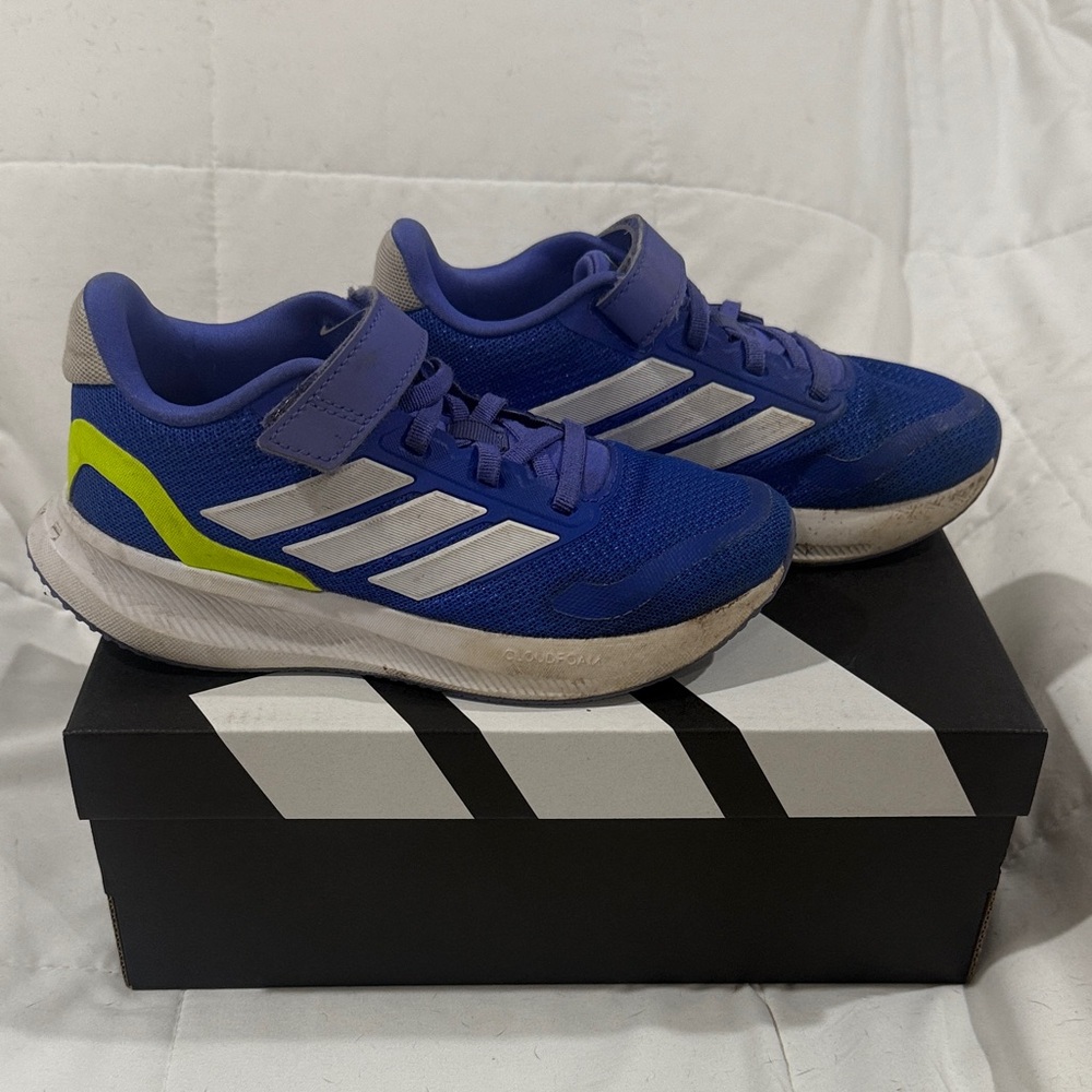 Adidas Kids Sneakers in Blue and Neon Yellow - Picture 2 of 8